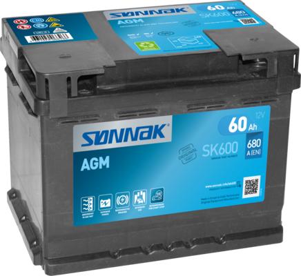 Sonnak SK600 - Стартерна акумуляторна батарея, АКБ autocars.com.ua