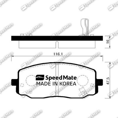 SpeedMate SM-BPK027 - Колодки гальмівні дискові F KIA PICANTO. HYUNDAI i10 вир-во SPEEDMATE. Korea autocars.com.ua
