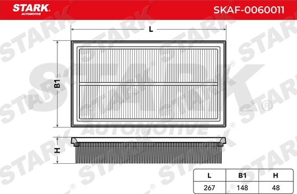 Stark SKAF-0060011 - Повітряний фільтр autocars.com.ua