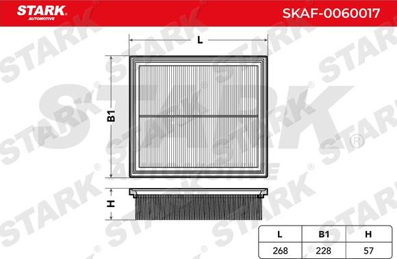 Stark SKAF-0060017 - Повітряний фільтр autocars.com.ua