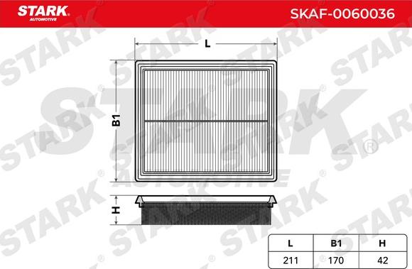 Stark SKAF-0060036 - Повітряний фільтр autocars.com.ua