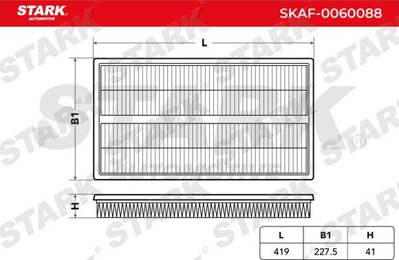 Stark SKAF-0060088 - Повітряний фільтр autocars.com.ua