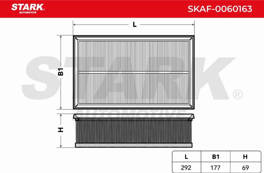 Stark SKAF-0060163 - Повітряний фільтр autocars.com.ua