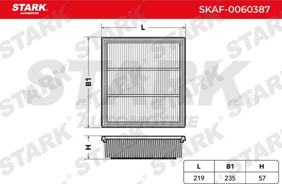 Stark SKAF-0060387 - Повітряний фільтр autocars.com.ua