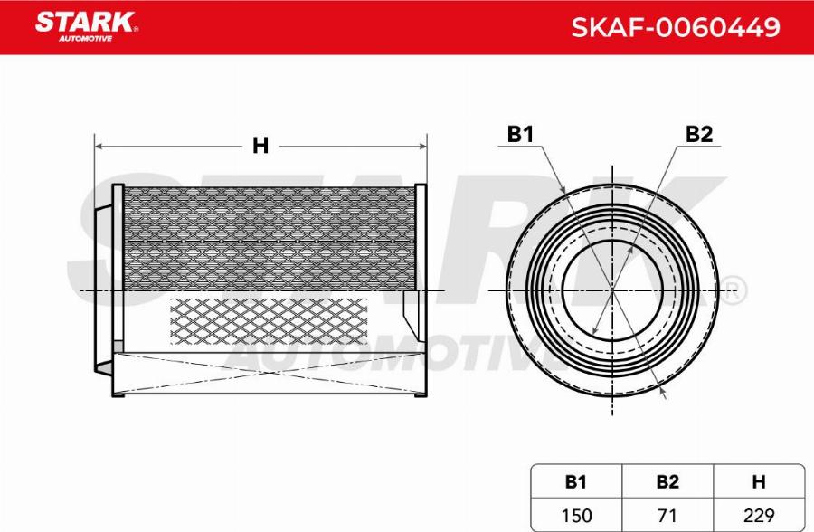 Stark SKAF-0060449 - Повітряний фільтр autocars.com.ua