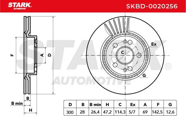 Stark SKBD-0020256 - Гальмівний диск autocars.com.ua
