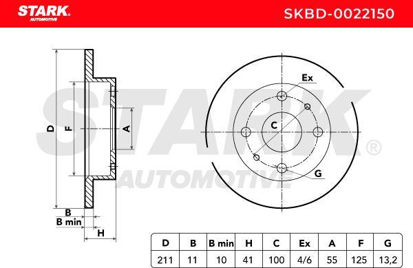 Stark SKBD-0022150 - Гальмівний диск autocars.com.ua