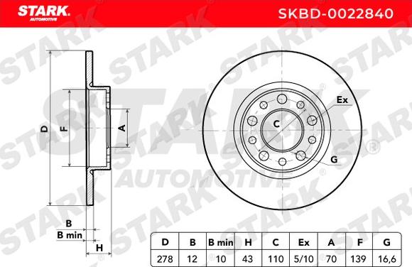 Stark SKBD-0022840 - Гальмівний диск autocars.com.ua