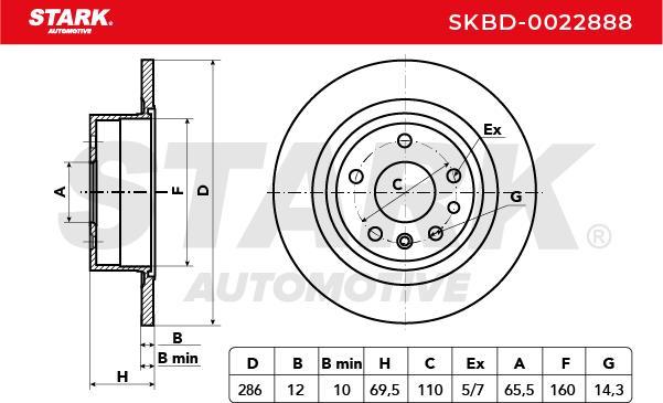 Stark SKBD-0022888 - Гальмівний диск autocars.com.ua