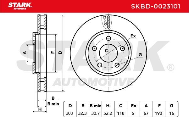 Stark SKBD-0023101 - Гальмівний диск autocars.com.ua