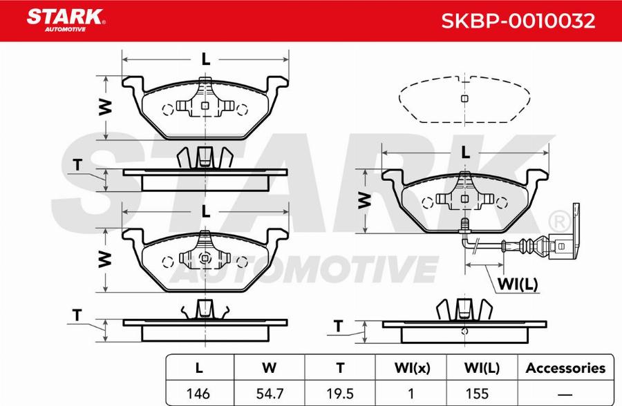 Stark SKBP-0010032 - Гальмівні колодки, дискові гальма autocars.com.ua