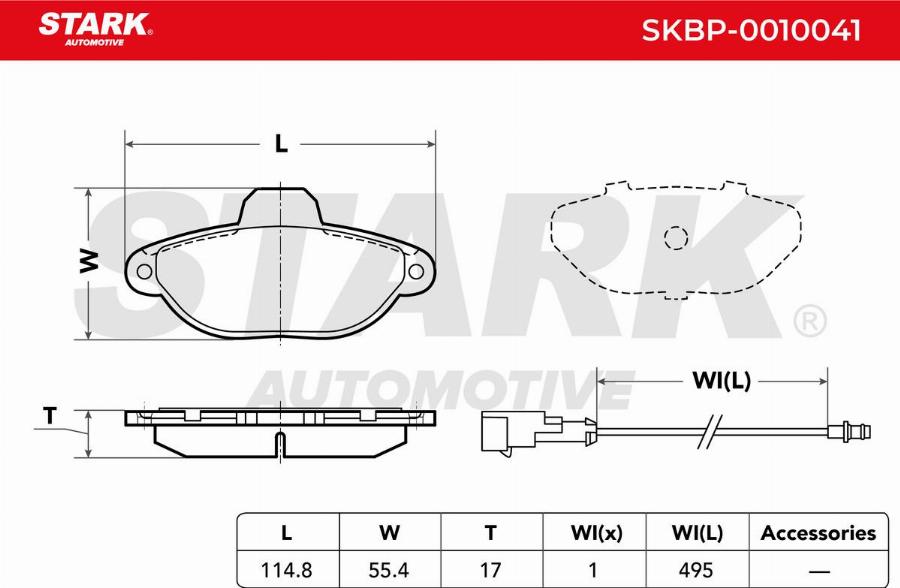 Stark SKBP-0010041 - Гальмівні колодки, дискові гальма autocars.com.ua