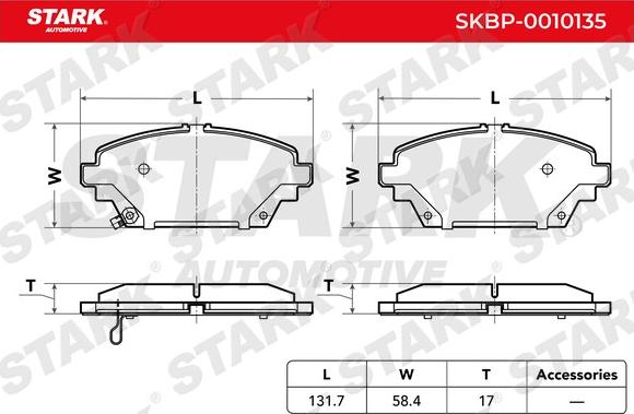 Stark SKBP-0010135 - Гальмівні колодки, дискові гальма autocars.com.ua