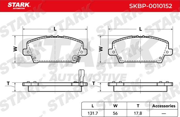 Stark SKBP-0010152 - Гальмівні колодки, дискові гальма autocars.com.ua