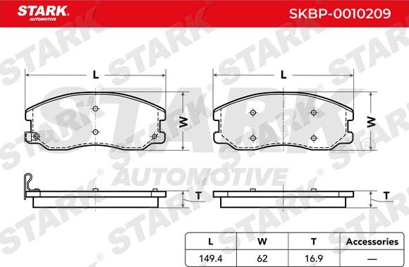 Stark SKBP-0010209 - Гальмівні колодки, дискові гальма autocars.com.ua