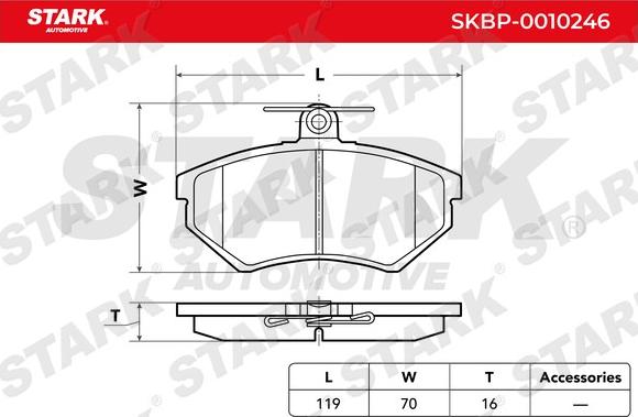 Stark SKBP-0010246 - Гальмівні колодки, дискові гальма autocars.com.ua