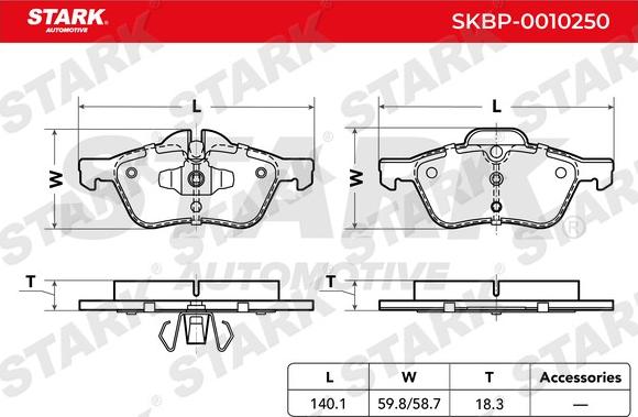 Stark SKBP-0010250 - Гальмівні колодки, дискові гальма autocars.com.ua