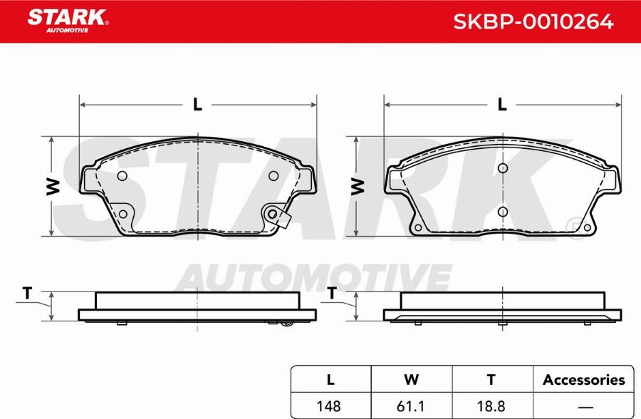 Stark SKBP-0010264 - Гальмівні колодки, дискові гальма autocars.com.ua