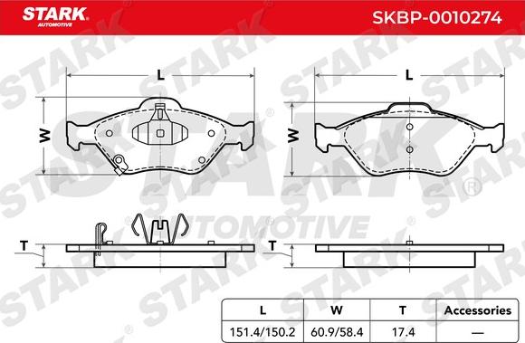 Stark SKBP-0010274 - Гальмівні колодки, дискові гальма autocars.com.ua