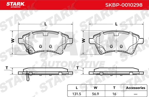 Stark SKBP-0010298 - Гальмівні колодки, дискові гальма autocars.com.ua