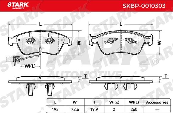 Stark SKBP-0010303 - Гальмівні колодки, дискові гальма autocars.com.ua