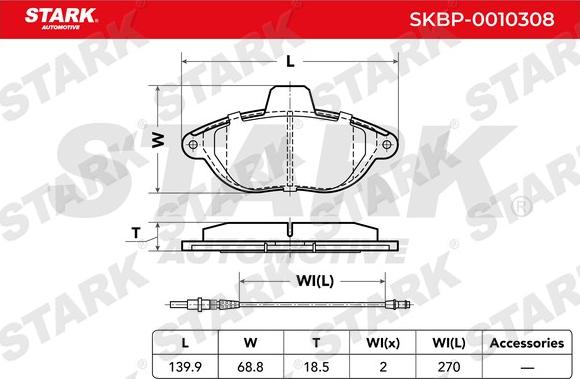 Stark SKBP-0010308 - Гальмівні колодки, дискові гальма autocars.com.ua