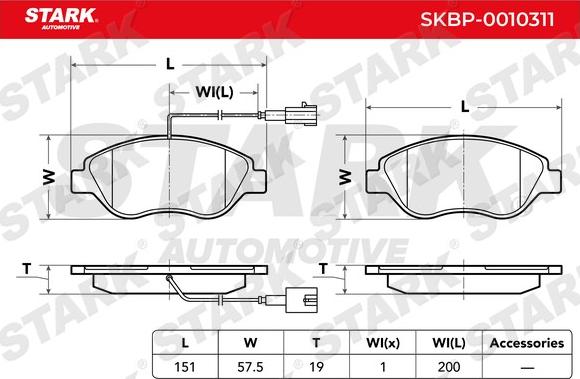 Stark SKBP-0010311 - Гальмівні колодки, дискові гальма autocars.com.ua