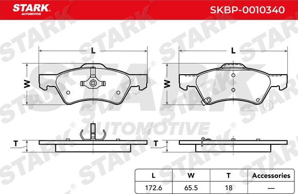 Stark SKBP-0010340 - Гальмівні колодки, дискові гальма autocars.com.ua