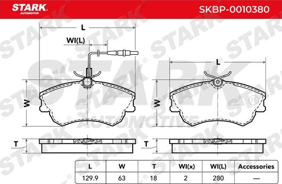 Stark SKBP-0010380 - Гальмівні колодки, дискові гальма autocars.com.ua