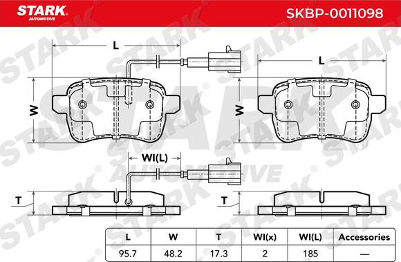 Stark SKBP-0011098 - Гальмівні колодки, дискові гальма autocars.com.ua