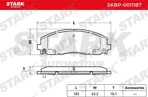 Stark SKBP-0011187 - Гальмівні колодки, дискові гальма autocars.com.ua