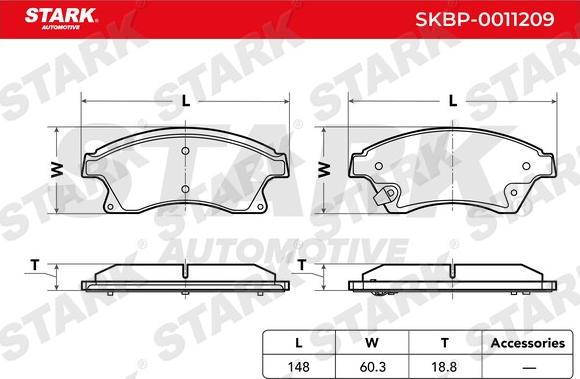 Stark SKBP-0011209 - Гальмівні колодки, дискові гальма autocars.com.ua