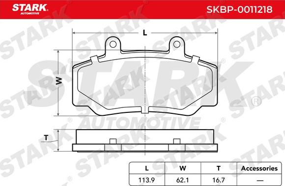 Stark SKBP-0011218 - Гальмівні колодки, дискові гальма autocars.com.ua