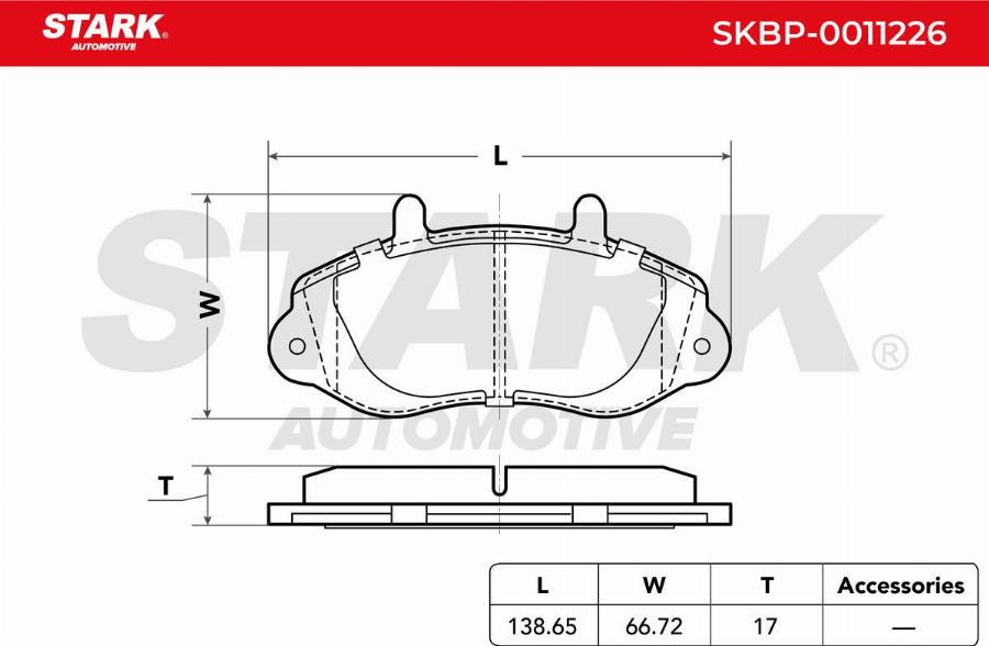 Stark SKBP-0011226 - Гальмівні колодки, дискові гальма autocars.com.ua