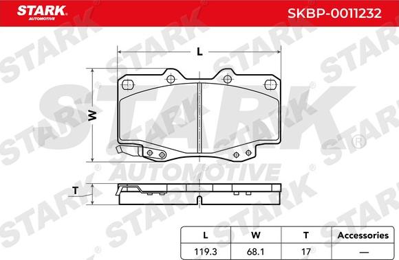 Stark SKBP-0011232 - Гальмівні колодки, дискові гальма autocars.com.ua