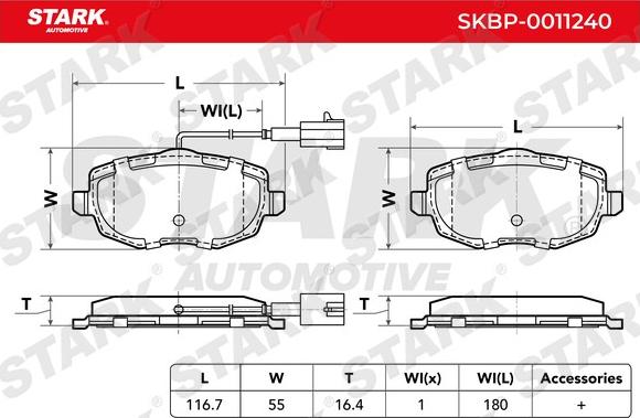 Stark SKBP-0011240 - Гальмівні колодки, дискові гальма autocars.com.ua