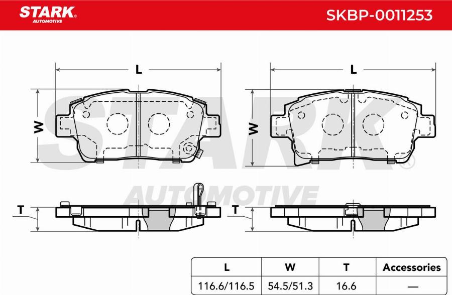 Stark SKBP-0011253 - Гальмівні колодки, дискові гальма autocars.com.ua
