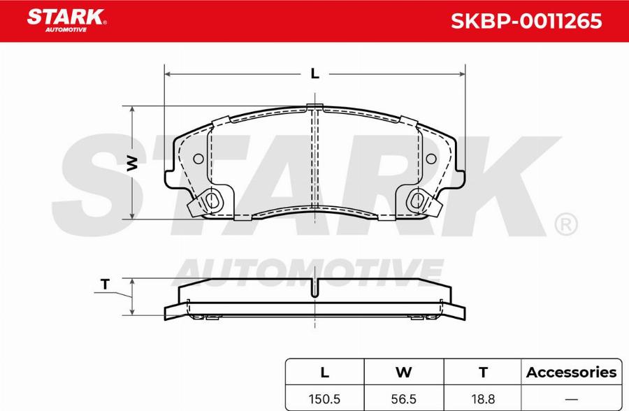 Stark SKBP-0011265 - Гальмівні колодки, дискові гальма autocars.com.ua