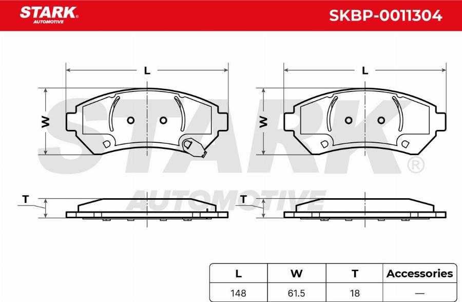 Stark SKBP-0011304 - Гальмівні колодки, дискові гальма autocars.com.ua