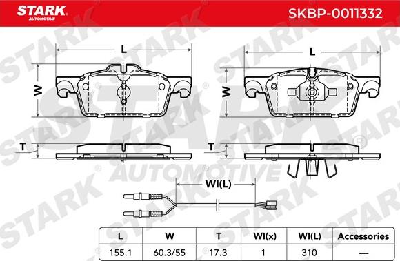 Stark SKBP-0011332 - Гальмівні колодки, дискові гальма autocars.com.ua