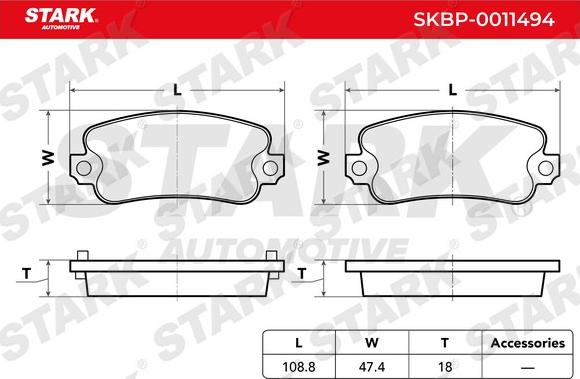 Stark SKBP-0011494 - Гальмівні колодки, дискові гальма autocars.com.ua