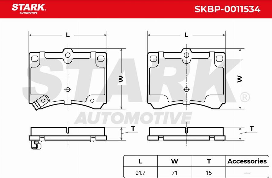 Stark SKBP-0011534 - Гальмівні колодки, дискові гальма autocars.com.ua