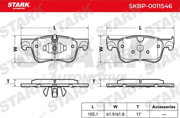 Stark SKBP-0011546 - Гальмівні колодки, дискові гальма autocars.com.ua