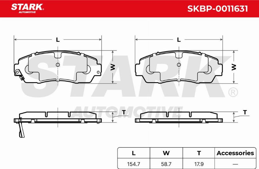 Stark SKBP-0011631 - Гальмівні колодки, дискові гальма autocars.com.ua