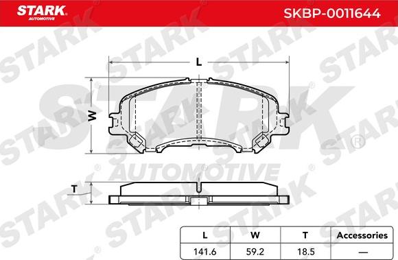 Stark SKBP-0011644 - Гальмівні колодки, дискові гальма autocars.com.ua