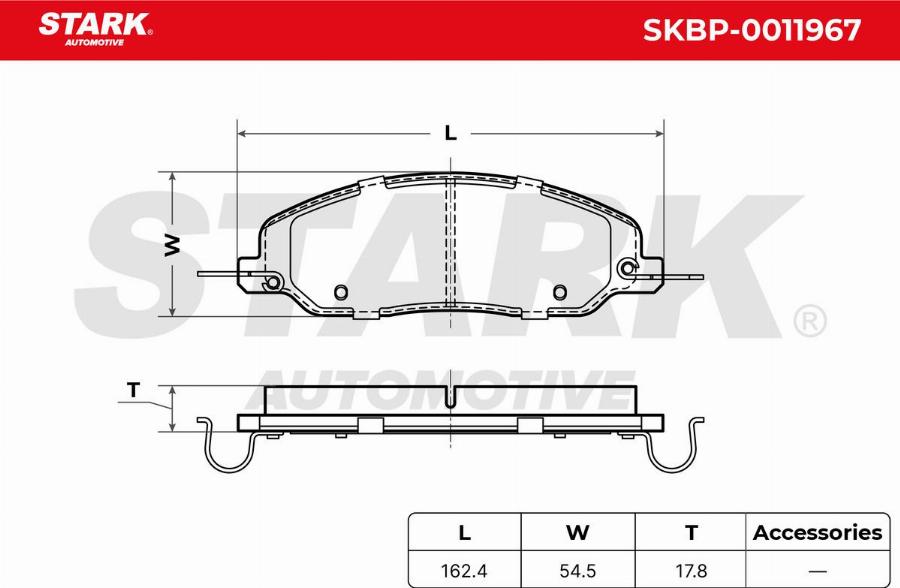 Stark SKBP-0011967 - Гальмівні колодки, дискові гальма autocars.com.ua