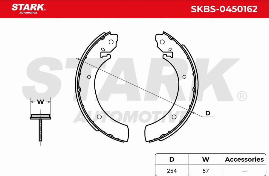 Stark SKBS-0450162 - Комплект гальм, барабанний механізм autocars.com.ua