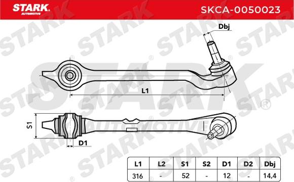 Stark SKCA-0050023 - Важіль незалежної підвіски колеса autocars.com.ua