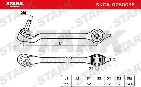 Stark SKCA-0050036 - Важіль незалежної підвіски колеса autocars.com.ua