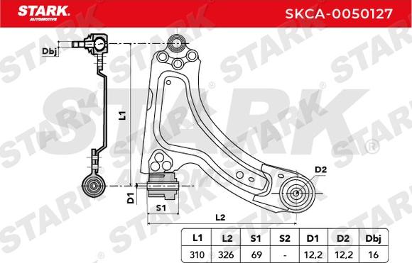 Stark SKCA-0050127 - Важіль незалежної підвіски колеса autocars.com.ua